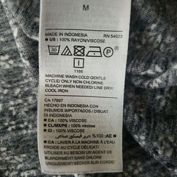 Old Navy Long Black White Short Sleeved Top Semi Sheer Women's Size M - Picture 6 of 8